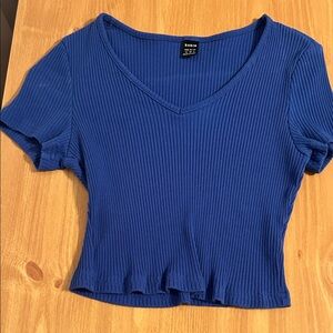 SHEIN Royal Blue Ribbed Crop Top